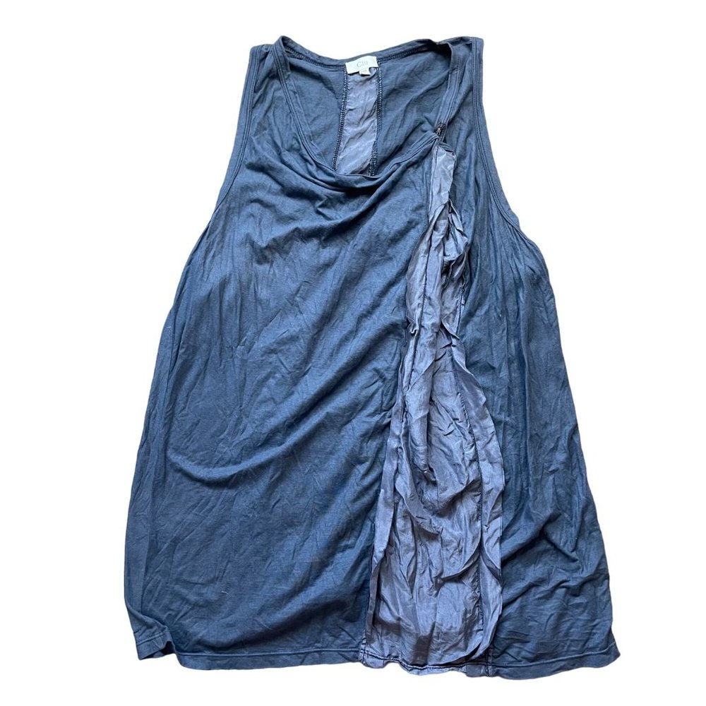 Clu Women's 100% Silk‎ Blue Sleeveless Tunic Blouse, Top Size Medium Made in USA